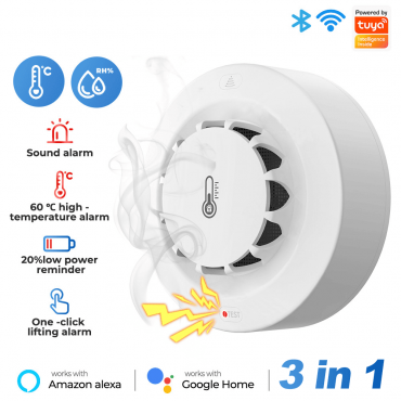 WiFi-детектор дыма(извещатель пожарный) с индикацией температуры/влажности ИП 212-189-300ТС Smart Life/Tuya Smart