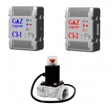 Комплект контроля загазованности ГазЭксперт Карбон СЗ-1.1(природный газ) + СЗ-2.2(угарный газ) с клапаном КЗЭМГ DN 15 НД с ГОСПОВЕРКОЙ