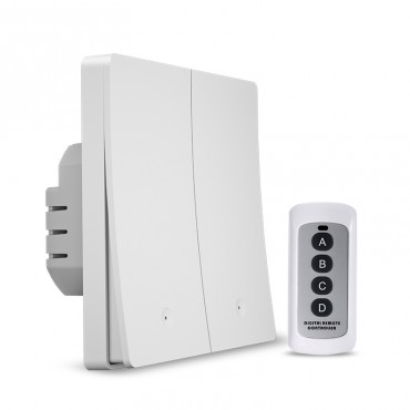 Выключатель света с WiFi подключением АВК-605-К2 (2 клавиши, пульт) Белый матовый