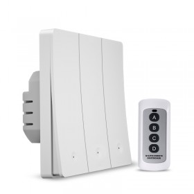 Выключатель света с WiFi подключением АВК-605-К3 (3 клавиши, пульт) Белый матовый