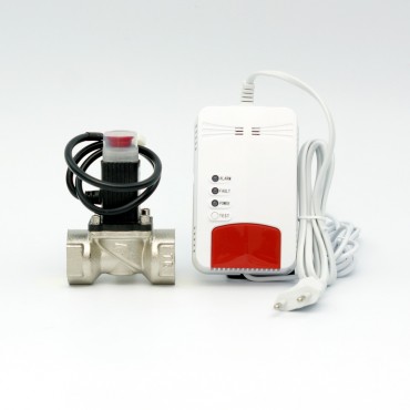 Альфа СЗ-3.1 Ду25 Комплект сигнализатора загазованности (Метан) и электромагнитого клапана DN25 с WIFI подключением через приложение Tuya Smart