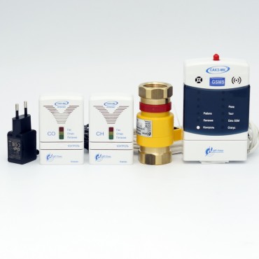 GSM-комплект автоматического контроля загазованности САК3 2.1 с электромагнитным клапаном КЗЭМГ-32 с ГОСПОВЕРКОЙ  (природный газ + оксид углерода)