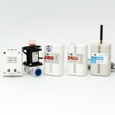 GSM-комплект автоматического контроля загазованности(Природный газ, Угарный газ)  СИК3+БУГ с электромагнитным клапаном КЭМГ-15 с ГОСПОВЕРКОЙ  