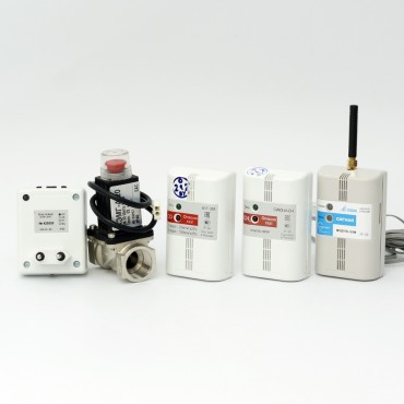 GSM-комплект автоматического контроля загазованности(Природный газ, Угарный газ)  СИК3+БУГ с электромагнитным клапаном КЭМГ-20 с ГОСПОВЕРКОЙ  