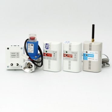 GSM-комплект автоматического контроля загазованности(Природный газ, Угарный газ)  СИК3+БУГ с электромагнитным клапаном КЭМГ-25 с ГОСПОВЕРКОЙ  