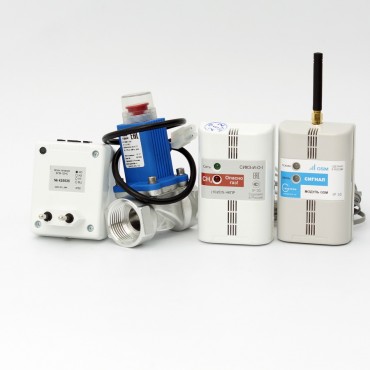 GSM-комплект автоматического контроля загазованности СИК3 с электромагнитным клапаном КЭМГ-25 с ГОСПОВЕРКОЙ  для обнаружения природного газа
