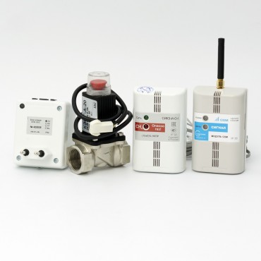 GSM-комплект автоматического контроля загазованности СИК3 с электромагнитным клапаном КЗЭМГ-32 с ГОСПОВЕРКОЙ  для обнаружения природного газа